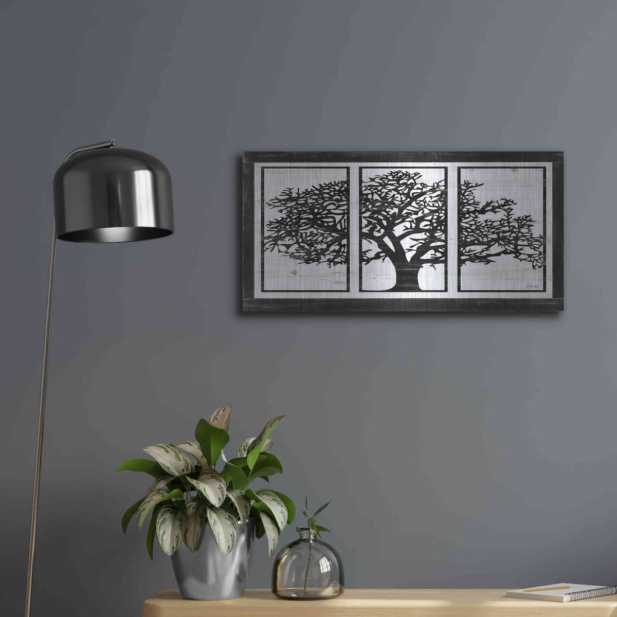 Luxe Metal Art 'Geo Tree' by Cindy Jacobs, Metal Wall Art,24x12
