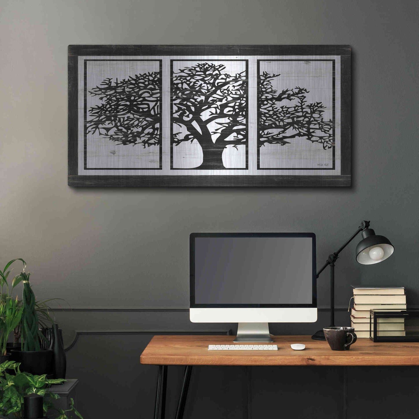 Luxe Metal Art 'Geo Tree' by Cindy Jacobs, Metal Wall Art,48x24