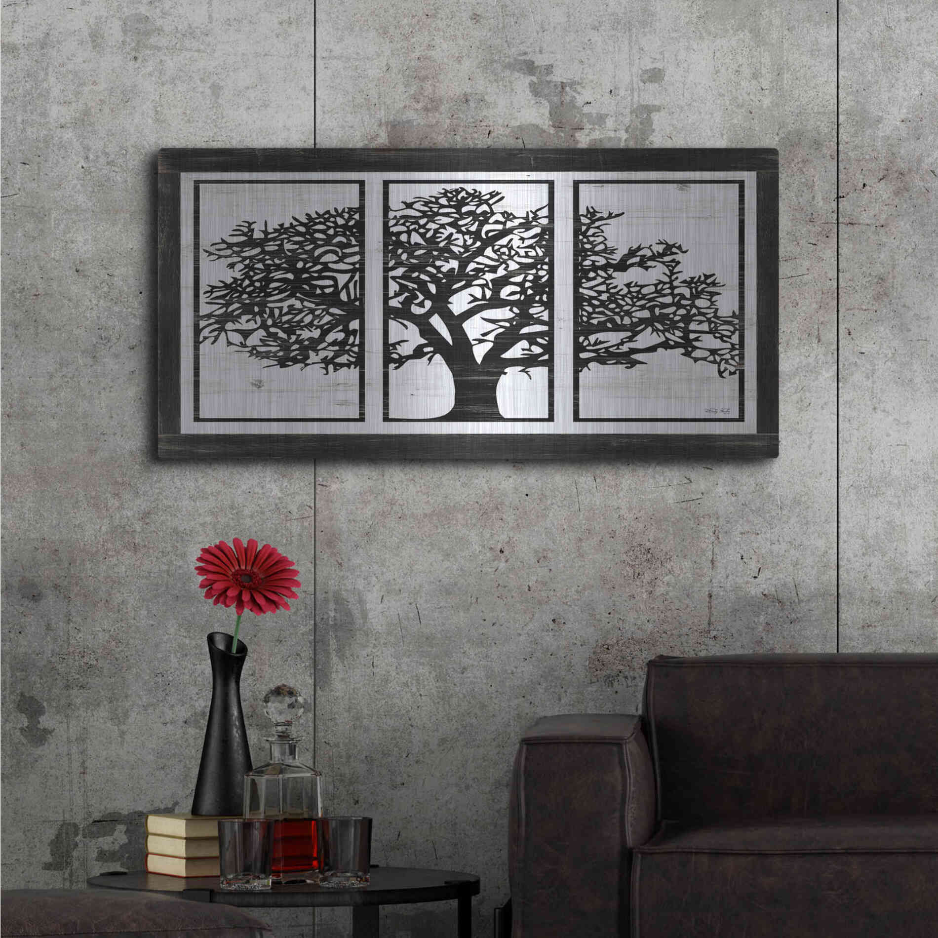 Luxe Metal Art 'Geo Tree' by Cindy Jacobs, Metal Wall Art,48x24