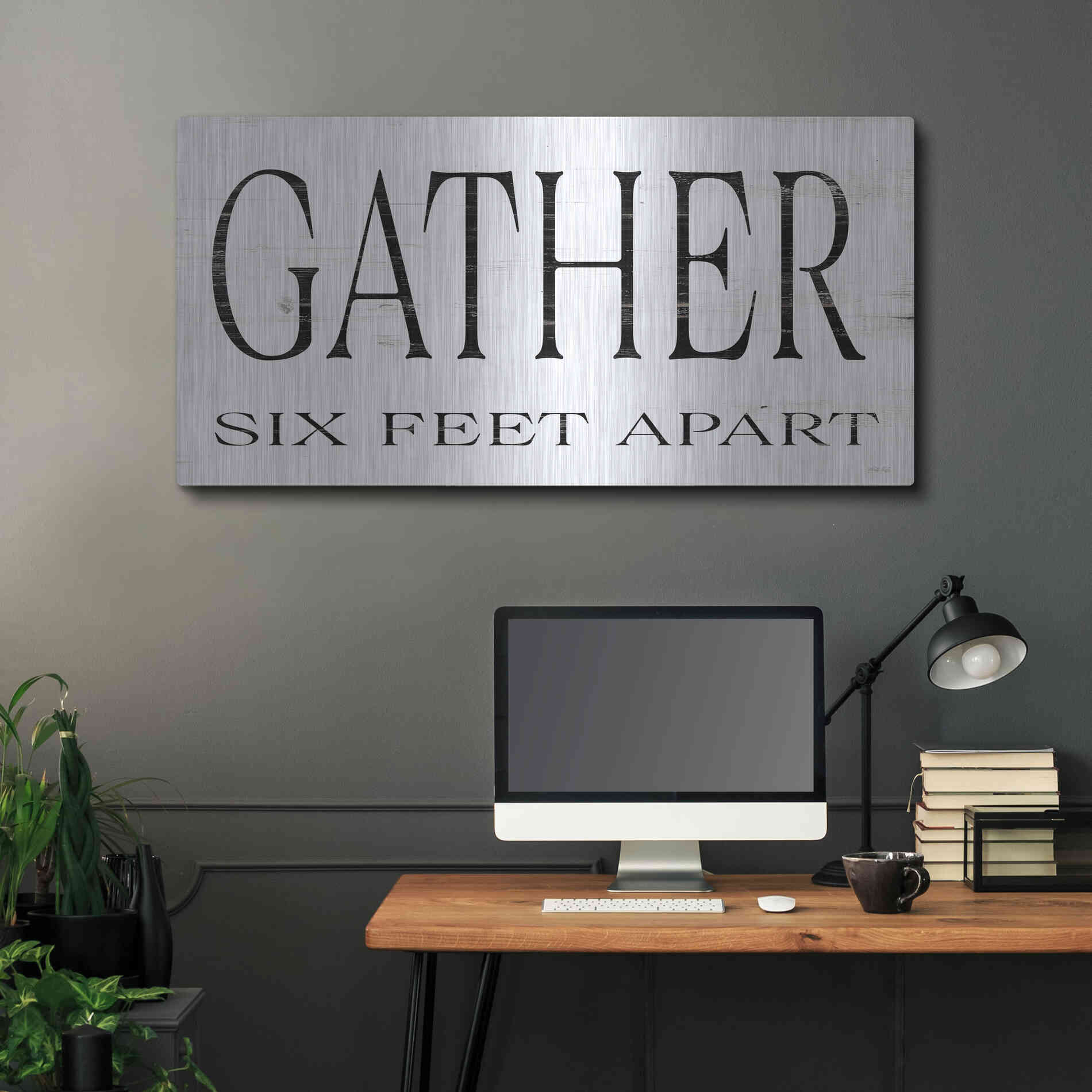 Luxe Metal Art 'Gather Six Feet Apart' by Cindy Jacobs, Metal Wall Art,48x24