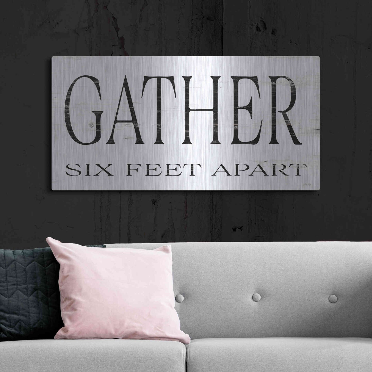 Luxe Metal Art 'Gather Six Feet Apart' by Cindy Jacobs, Metal Wall Art,48x24
