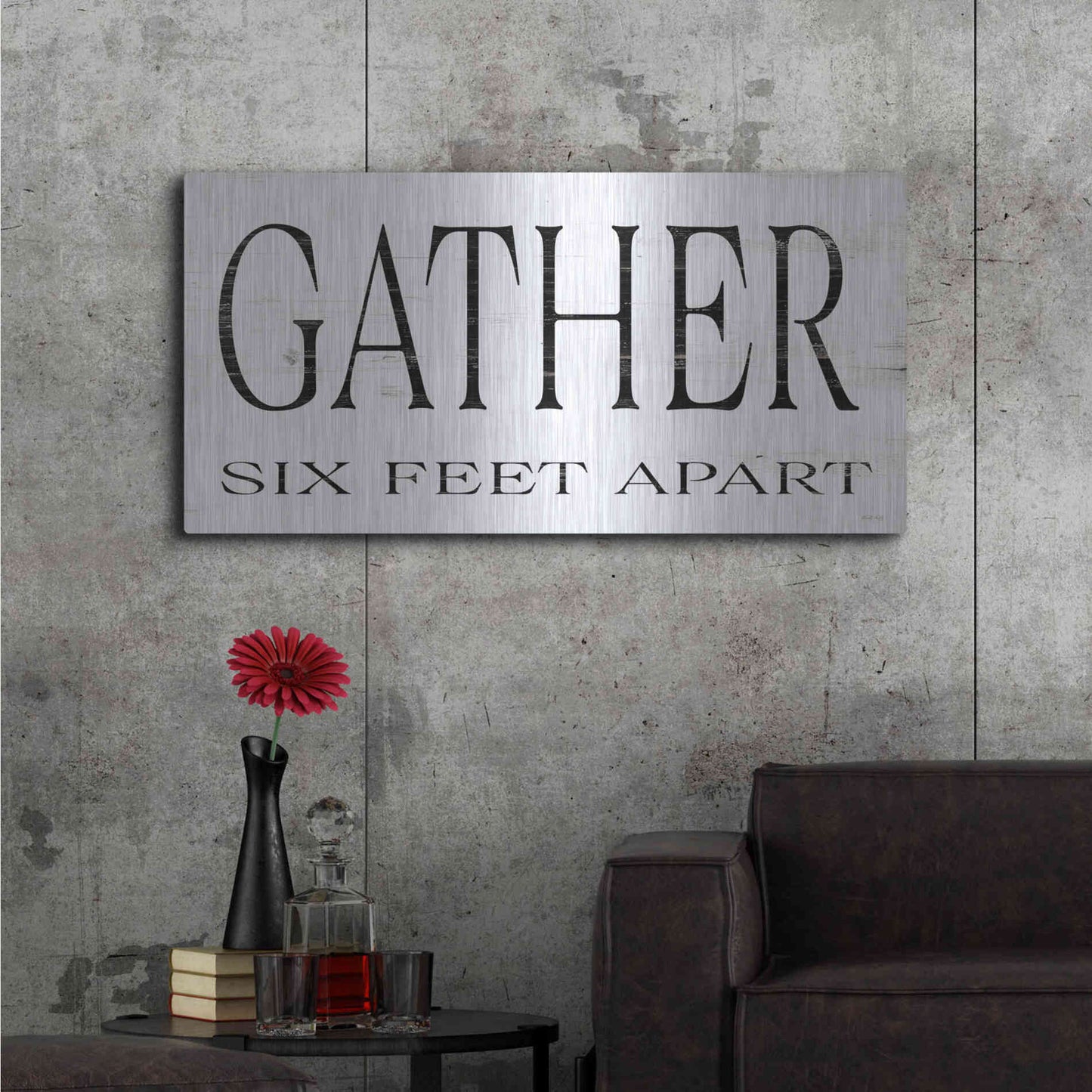 Luxe Metal Art 'Gather Six Feet Apart' by Cindy Jacobs, Metal Wall Art,48x24