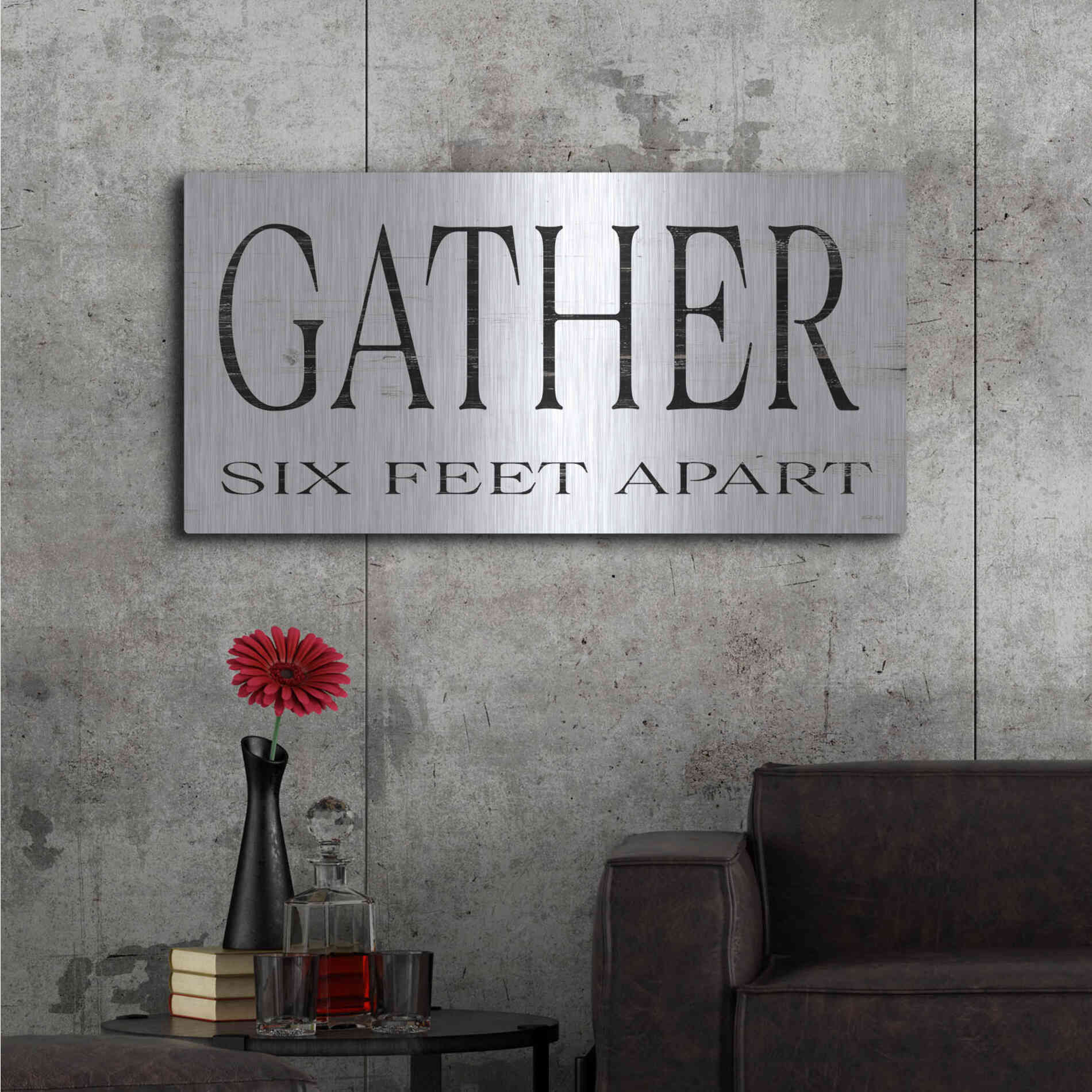 Luxe Metal Art 'Gather Six Feet Apart' by Cindy Jacobs, Metal Wall Art,48x24