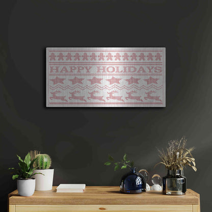 Luxe Metal Art 'Happy Holidays Stitchery' by Cindy Jacobs, Metal Wall Art,24x12