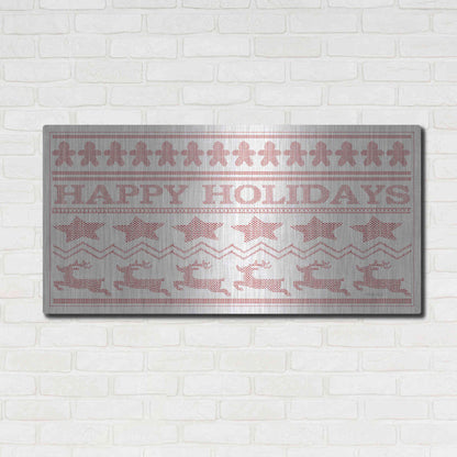 Luxe Metal Art 'Happy Holidays Stitchery' by Cindy Jacobs, Metal Wall Art,48x24