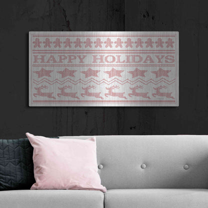 Luxe Metal Art 'Happy Holidays Stitchery' by Cindy Jacobs, Metal Wall Art,48x24