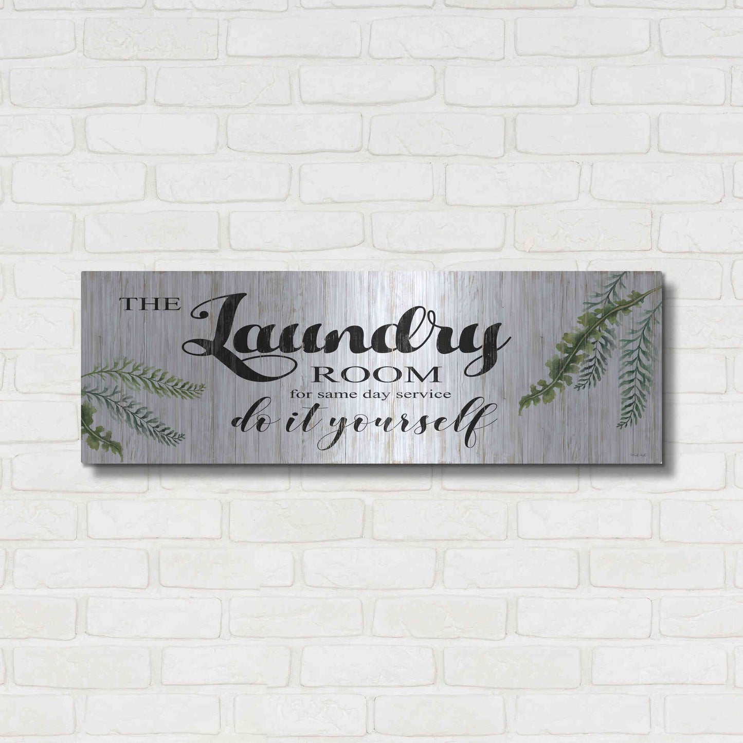 Luxe Metal Art 'The Laundry Room' by Cindy Jacobs, Metal Wall Art,36x12