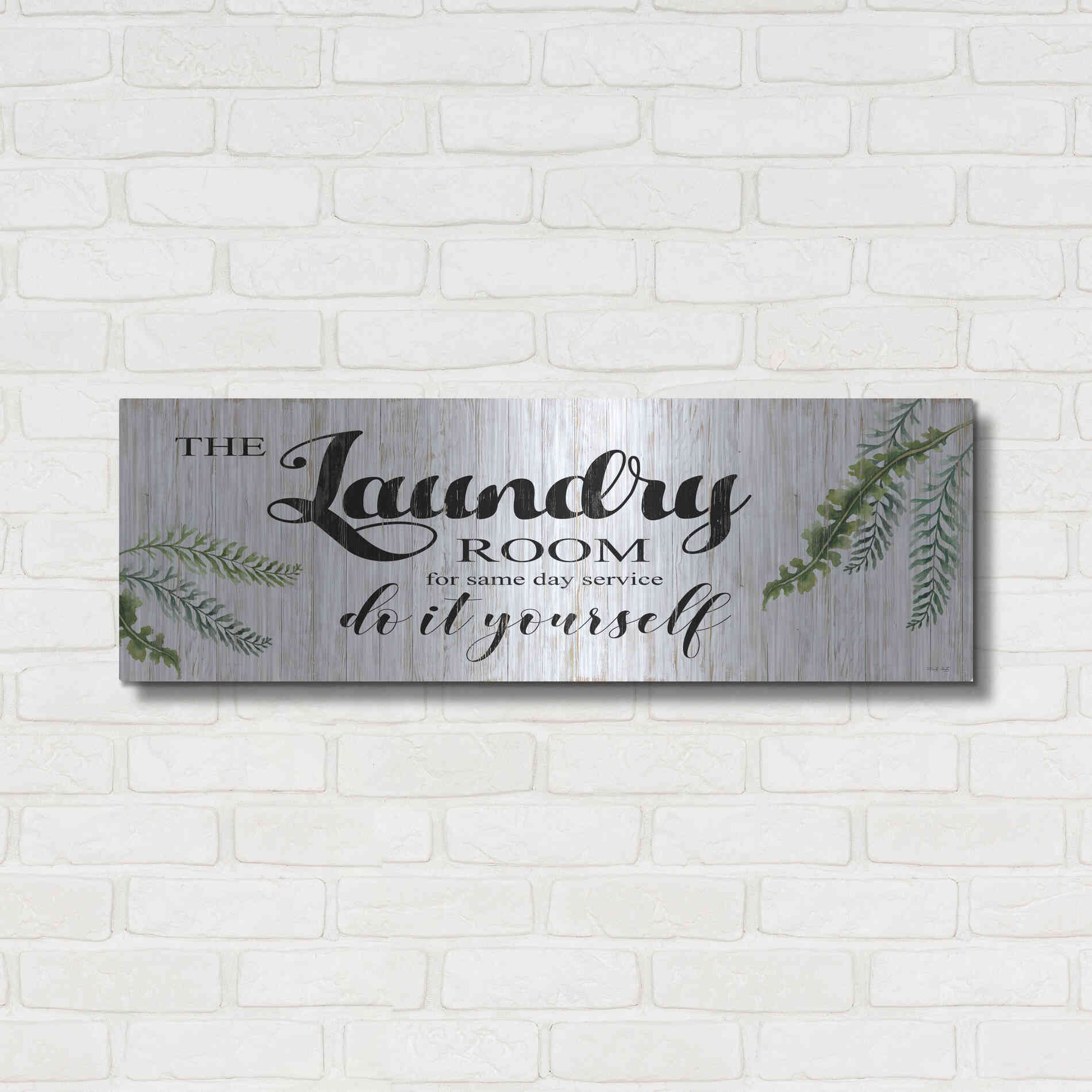 Luxe Metal Art 'The Laundry Room' by Cindy Jacobs, Metal Wall Art,36x12