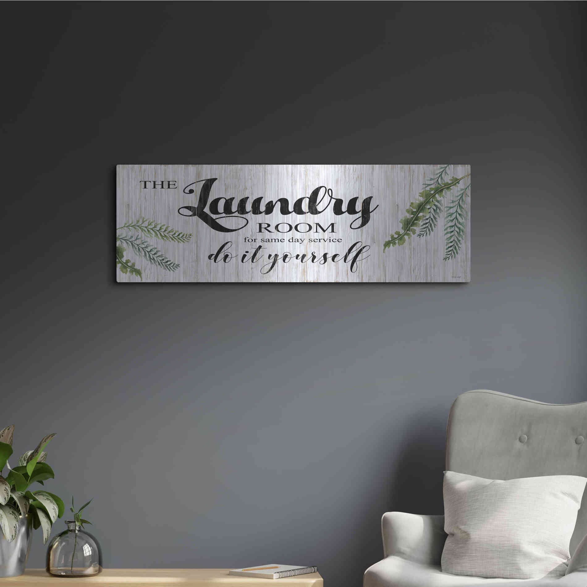 Luxe Metal Art 'The Laundry Room' by Cindy Jacobs, Metal Wall Art,36x12
