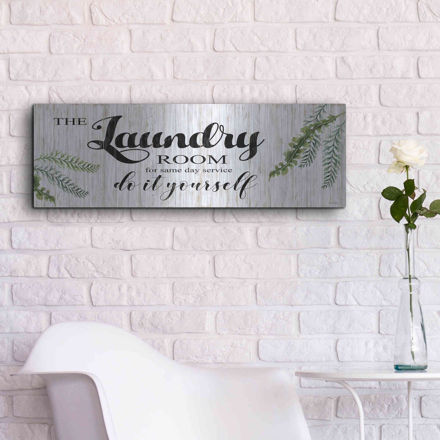 Luxe Metal Art 'The Laundry Room' by Cindy Jacobs, Metal Wall Art,36x12