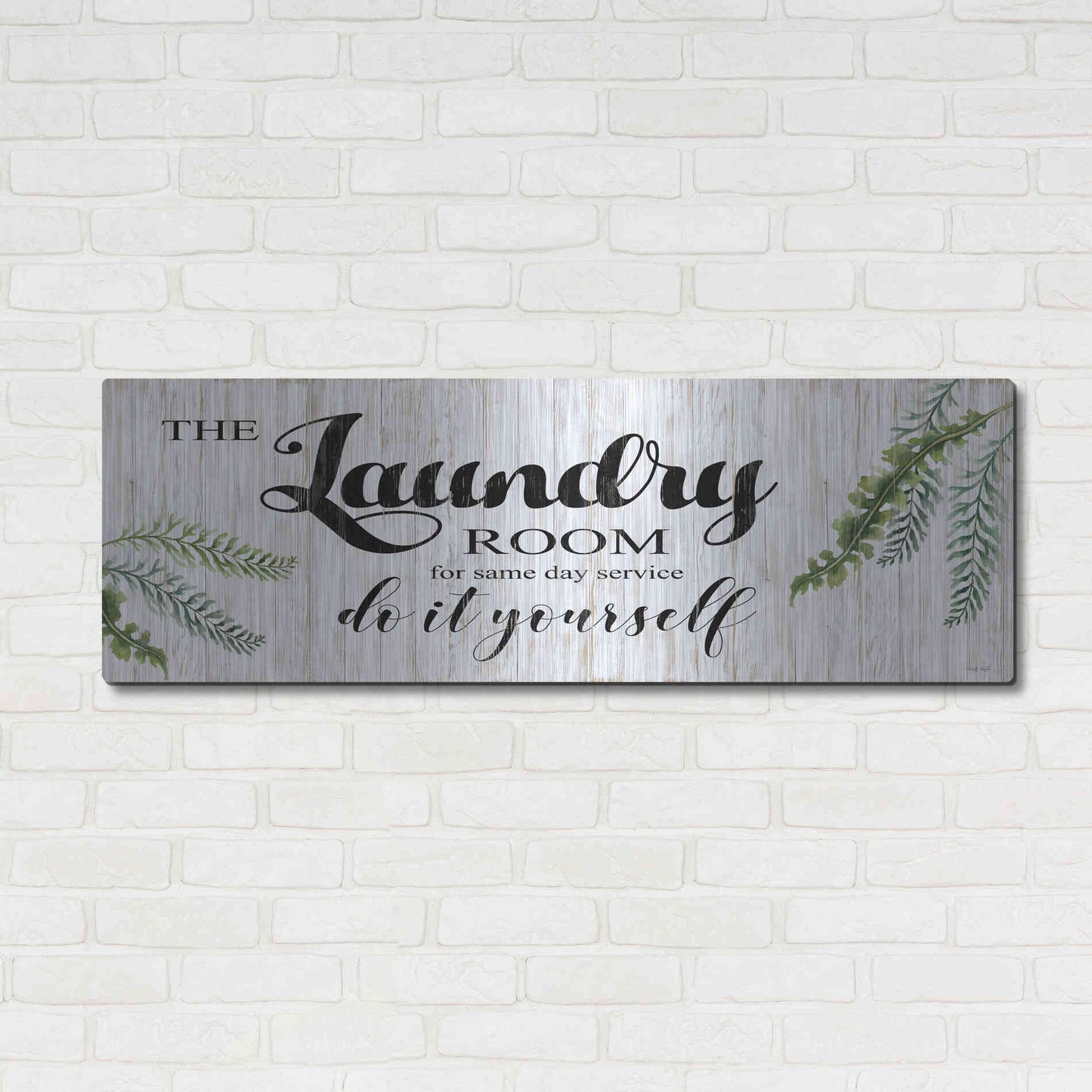 Luxe Metal Art 'The Laundry Room' by Cindy Jacobs, Metal Wall Art,48x16