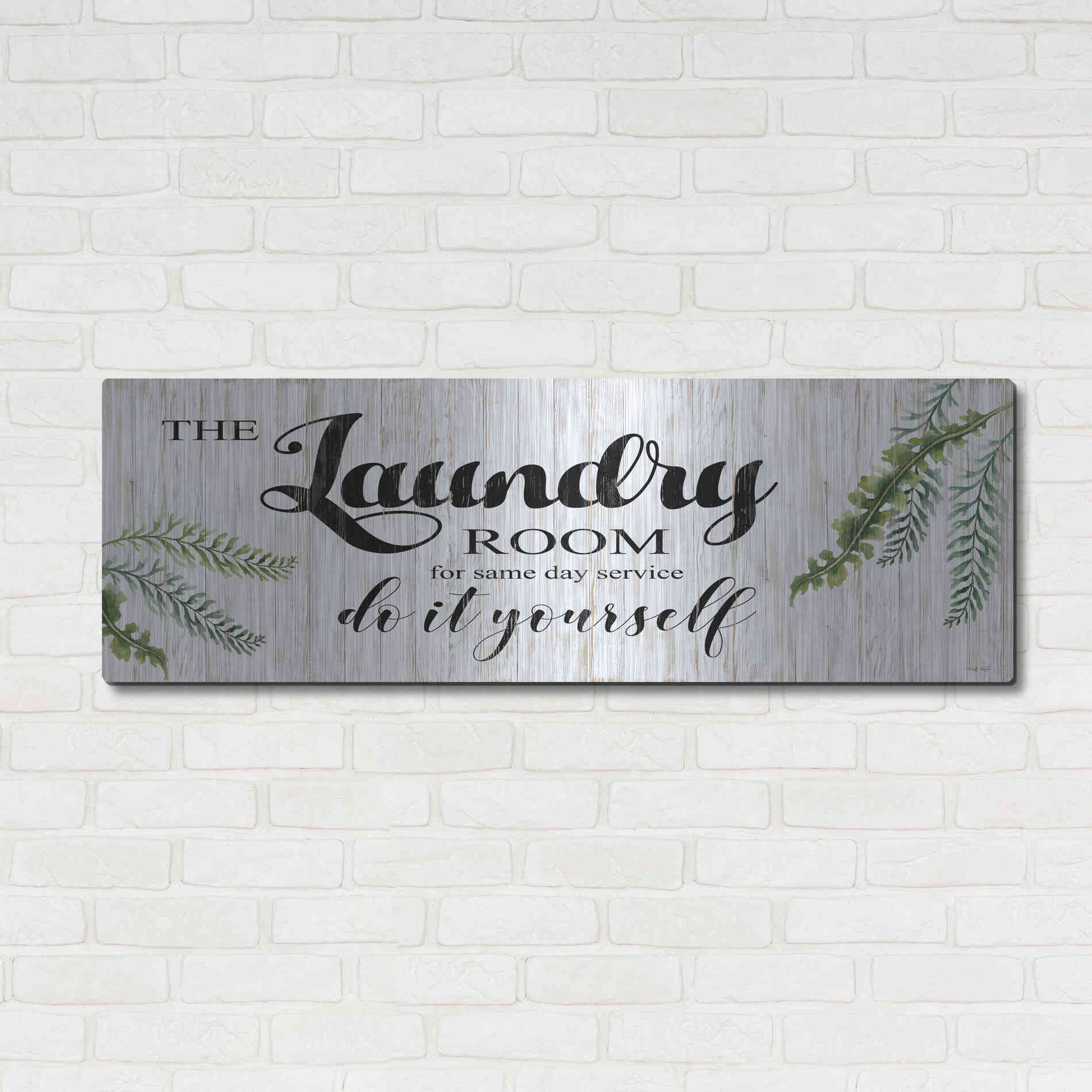 Luxe Metal Art 'The Laundry Room' by Cindy Jacobs, Metal Wall Art,48x16