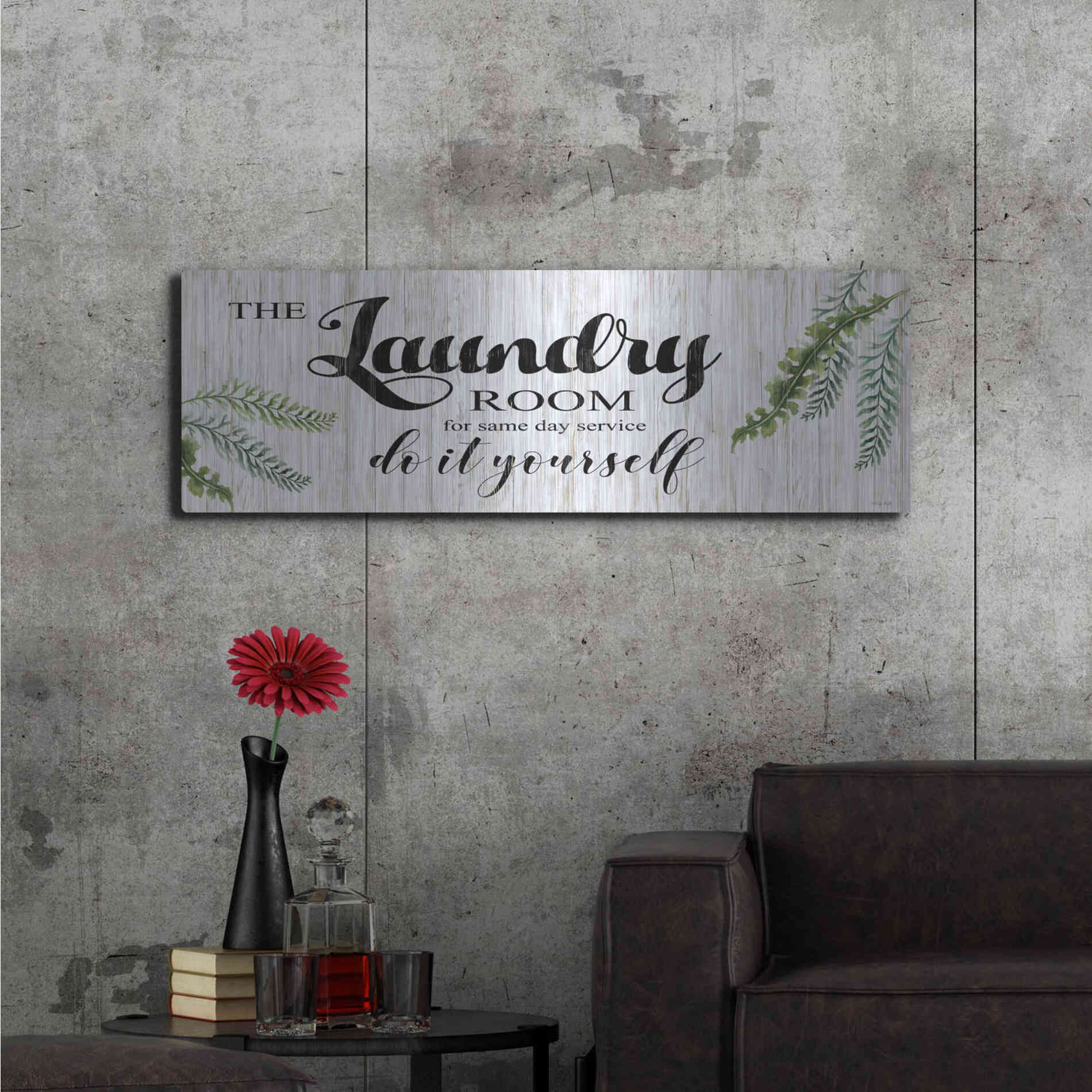 Luxe Metal Art 'The Laundry Room' by Cindy Jacobs, Metal Wall Art,48x16