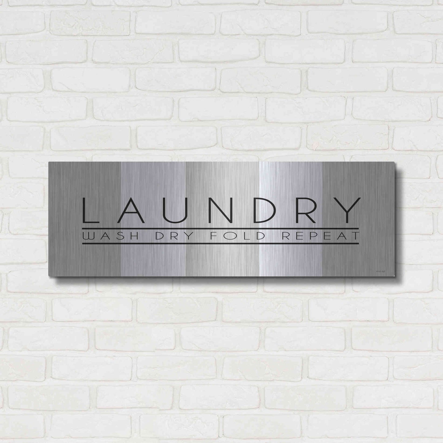 Luxe Metal Art 'Laundry - Wash, Dry, Fold, Repeat 1' by Cindy Jacobs, Metal Wall Art,36x12