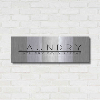 Luxe Metal Art 'Laundry - Wash, Dry, Fold, Repeat 1' by Cindy Jacobs, Metal Wall Art,36x12