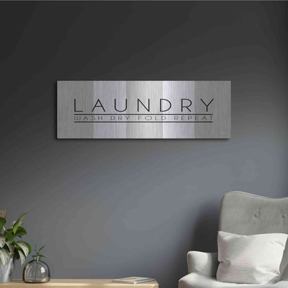 Luxe Metal Art 'Laundry - Wash, Dry, Fold, Repeat 1' by Cindy Jacobs, Metal Wall Art,36x12