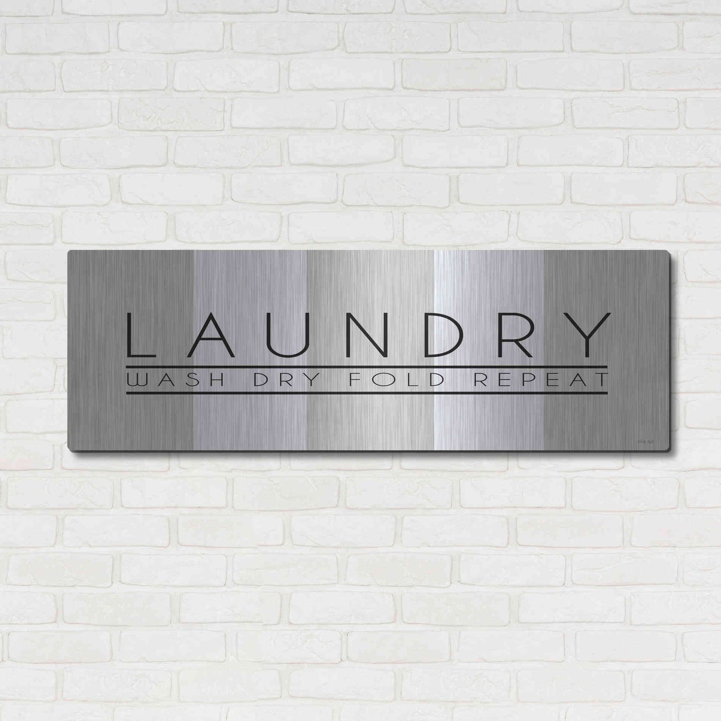 Luxe Metal Art 'Laundry - Wash, Dry, Fold, Repeat 1' by Cindy Jacobs, Metal Wall Art,48x16