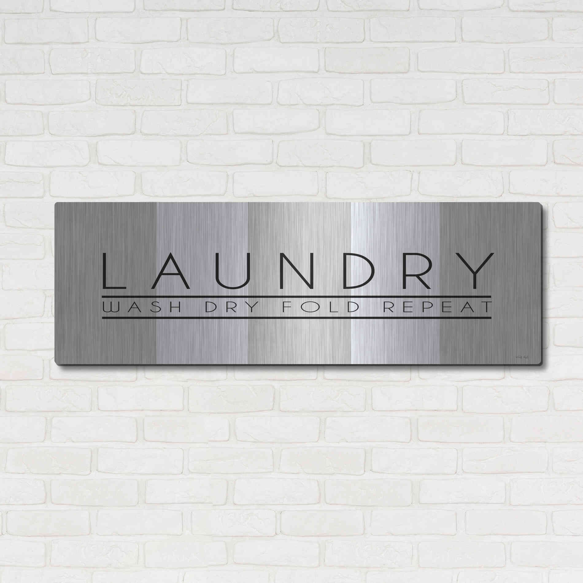 Luxe Metal Art 'Laundry - Wash, Dry, Fold, Repeat 1' by Cindy Jacobs, Metal Wall Art,48x16