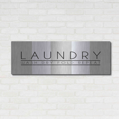 Luxe Metal Art 'Laundry - Wash, Dry, Fold, Repeat 1' by Cindy Jacobs, Metal Wall Art,48x16
