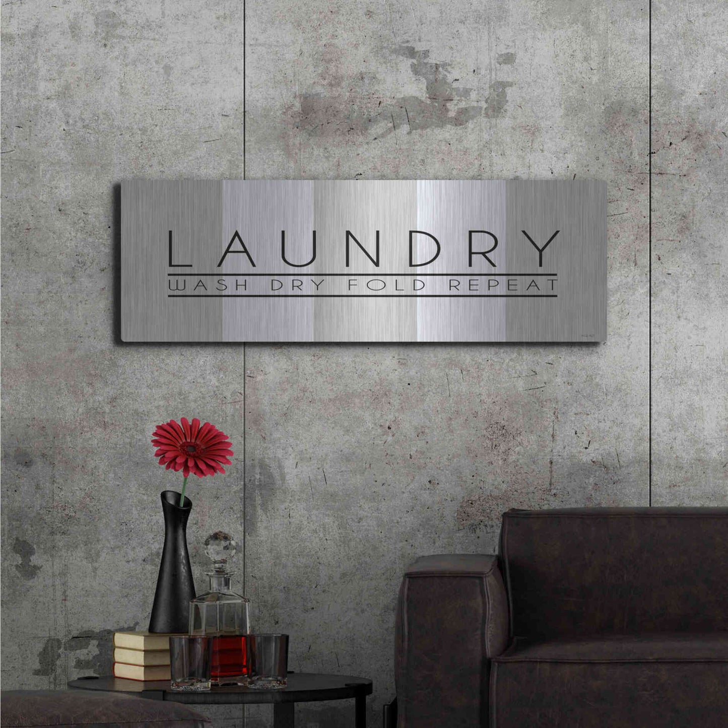 Luxe Metal Art 'Laundry - Wash, Dry, Fold, Repeat 1' by Cindy Jacobs, Metal Wall Art,48x16