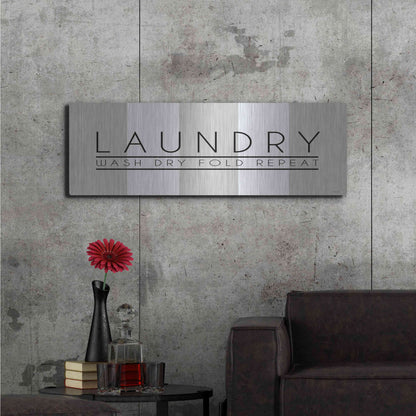 Luxe Metal Art 'Laundry - Wash, Dry, Fold, Repeat 1' by Cindy Jacobs, Metal Wall Art,48x16