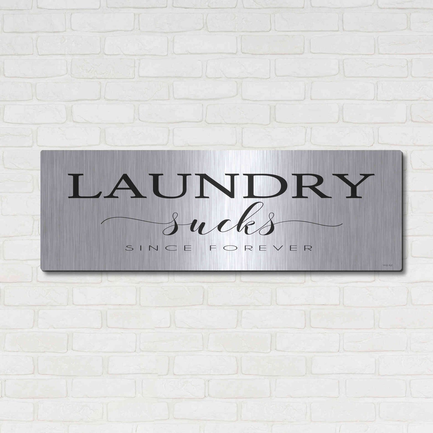 Luxe Metal Art 'Laundry Sucks' by Cindy Jacobs, Metal Wall Art,48x16
