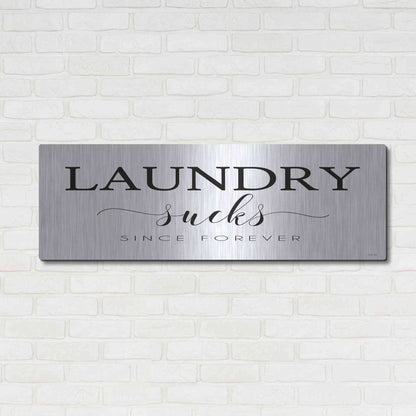 Luxe Metal Art 'Laundry Sucks' by Cindy Jacobs, Metal Wall Art,48x16