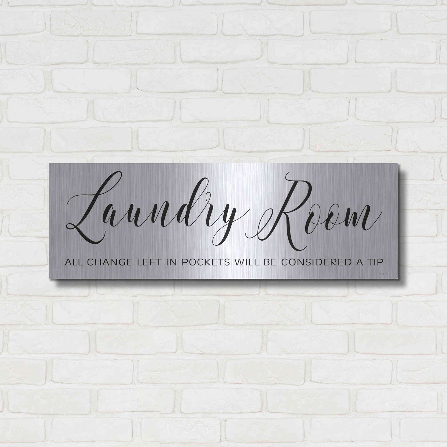 Luxe Metal Art 'Laundry Room' by Cindy Jacobs, Metal Wall Art,36x12