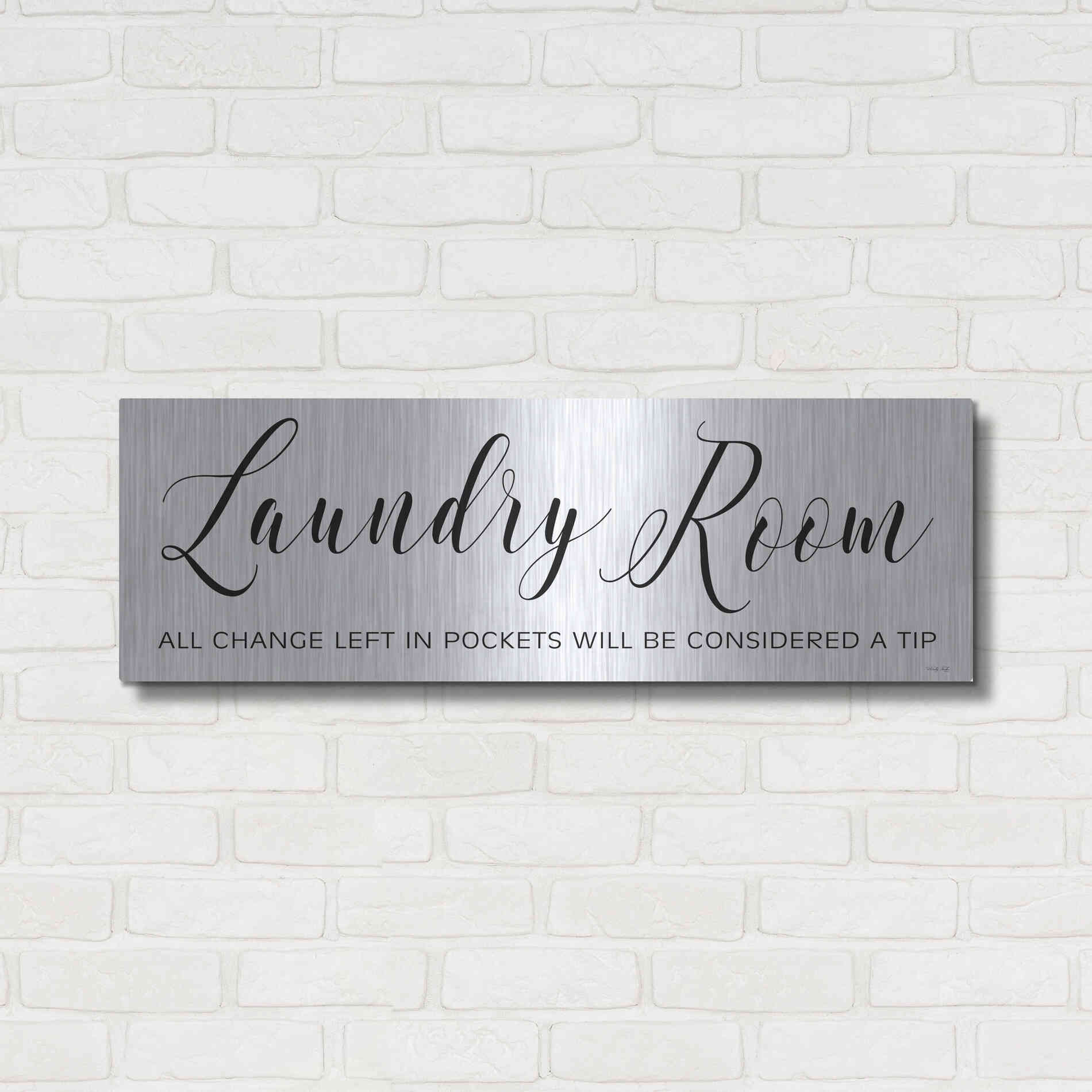 Luxe Metal Art 'Laundry Room' by Cindy Jacobs, Metal Wall Art,36x12