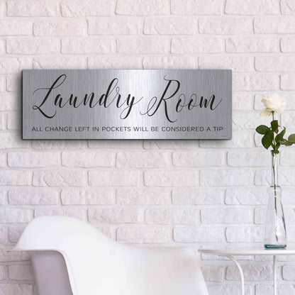 Luxe Metal Art 'Laundry Room' by Cindy Jacobs, Metal Wall Art,36x12