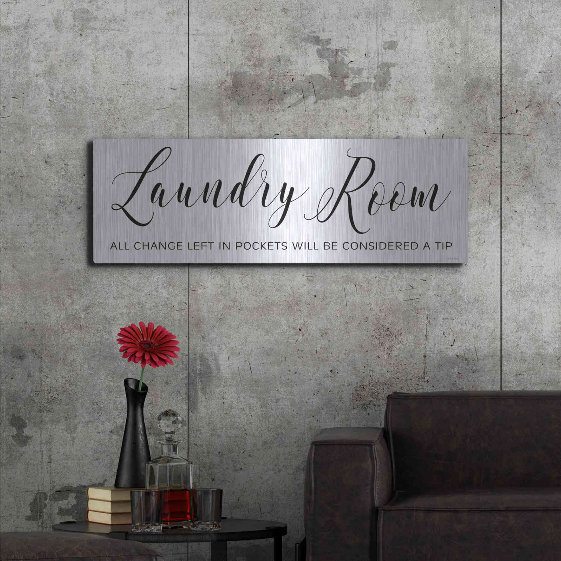 Luxe Metal Art 'Laundry Room' by Cindy Jacobs, Metal Wall Art,48x16