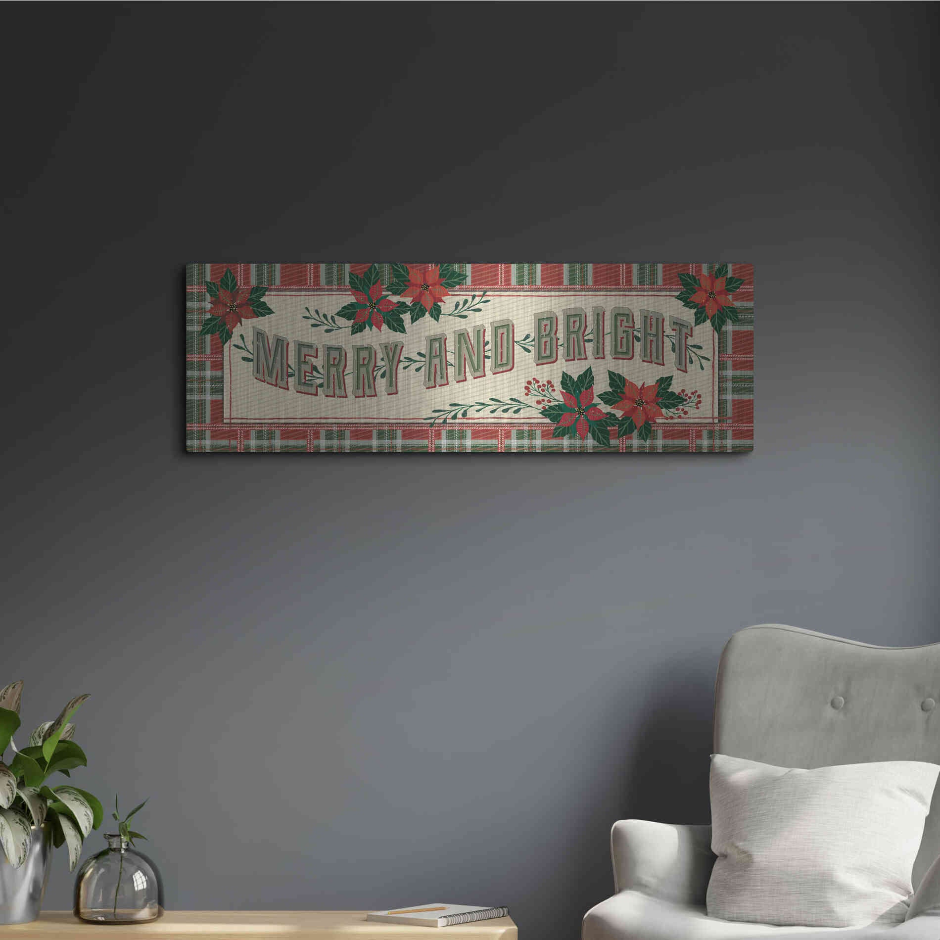 Luxe Metal Art 'Nostalgic Merry & Bright' by Cindy Jacobs, Metal Wall Art,36x12