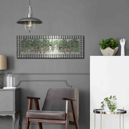 Luxe Metal Art 'Merry Christmas to All on Plaid' by Cindy Jacobs, Metal Wall Art,36x12