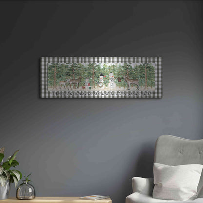 Luxe Metal Art 'Merry Christmas to All on Plaid' by Cindy Jacobs, Metal Wall Art,36x12