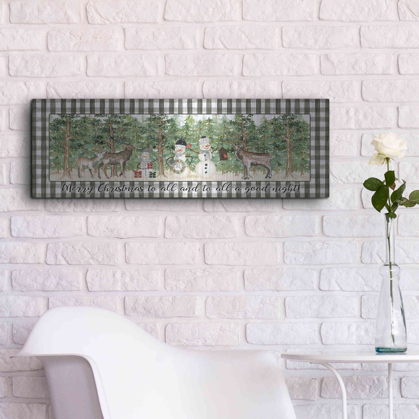 Luxe Metal Art 'Merry Christmas to All on Plaid' by Cindy Jacobs, Metal Wall Art,36x12