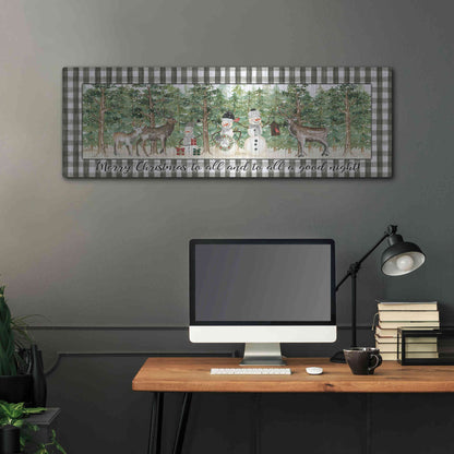 Luxe Metal Art 'Merry Christmas to All on Plaid' by Cindy Jacobs, Metal Wall Art,48x16