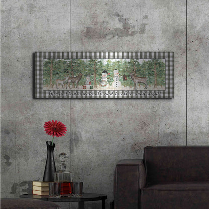 Luxe Metal Art 'Merry Christmas to All on Plaid' by Cindy Jacobs, Metal Wall Art,48x16