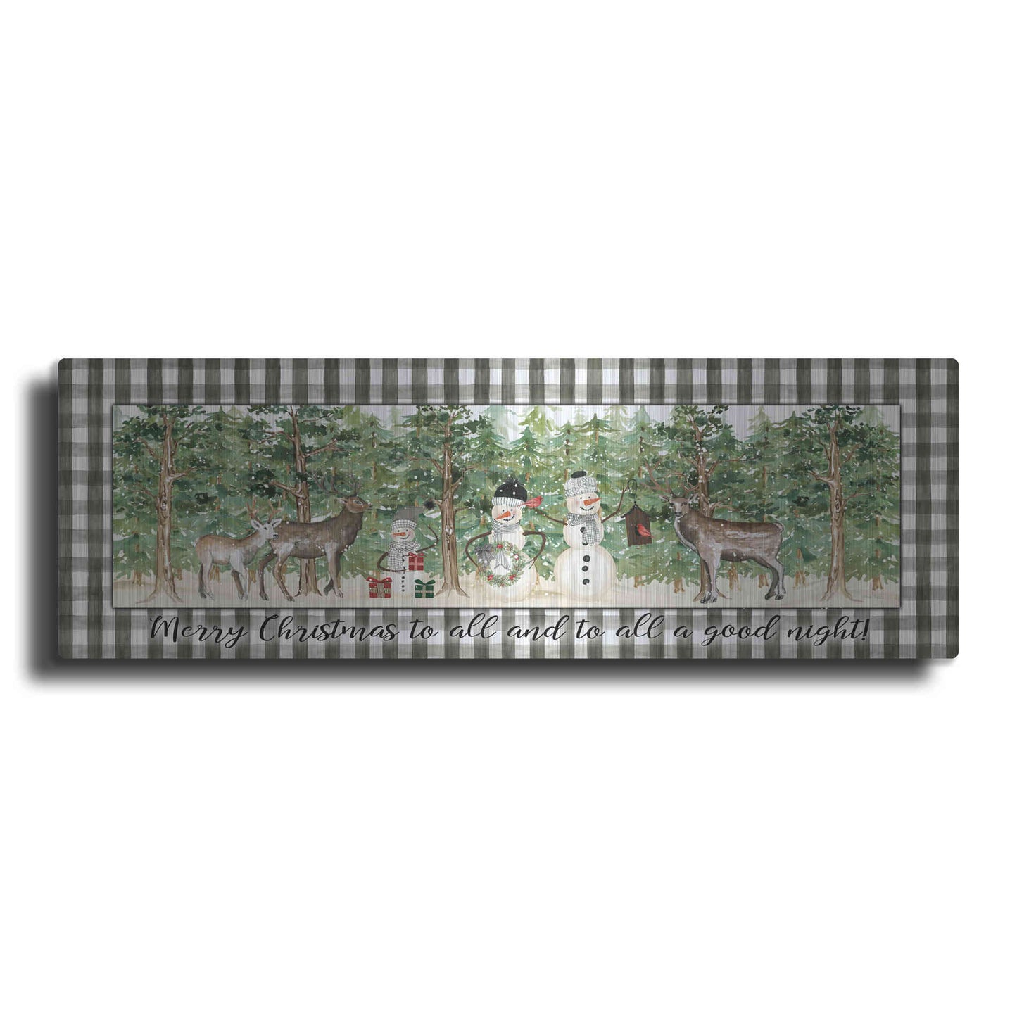 Luxe Metal Art 'Merry Christmas to All on Plaid' by Cindy Jacobs, Metal Wall Art