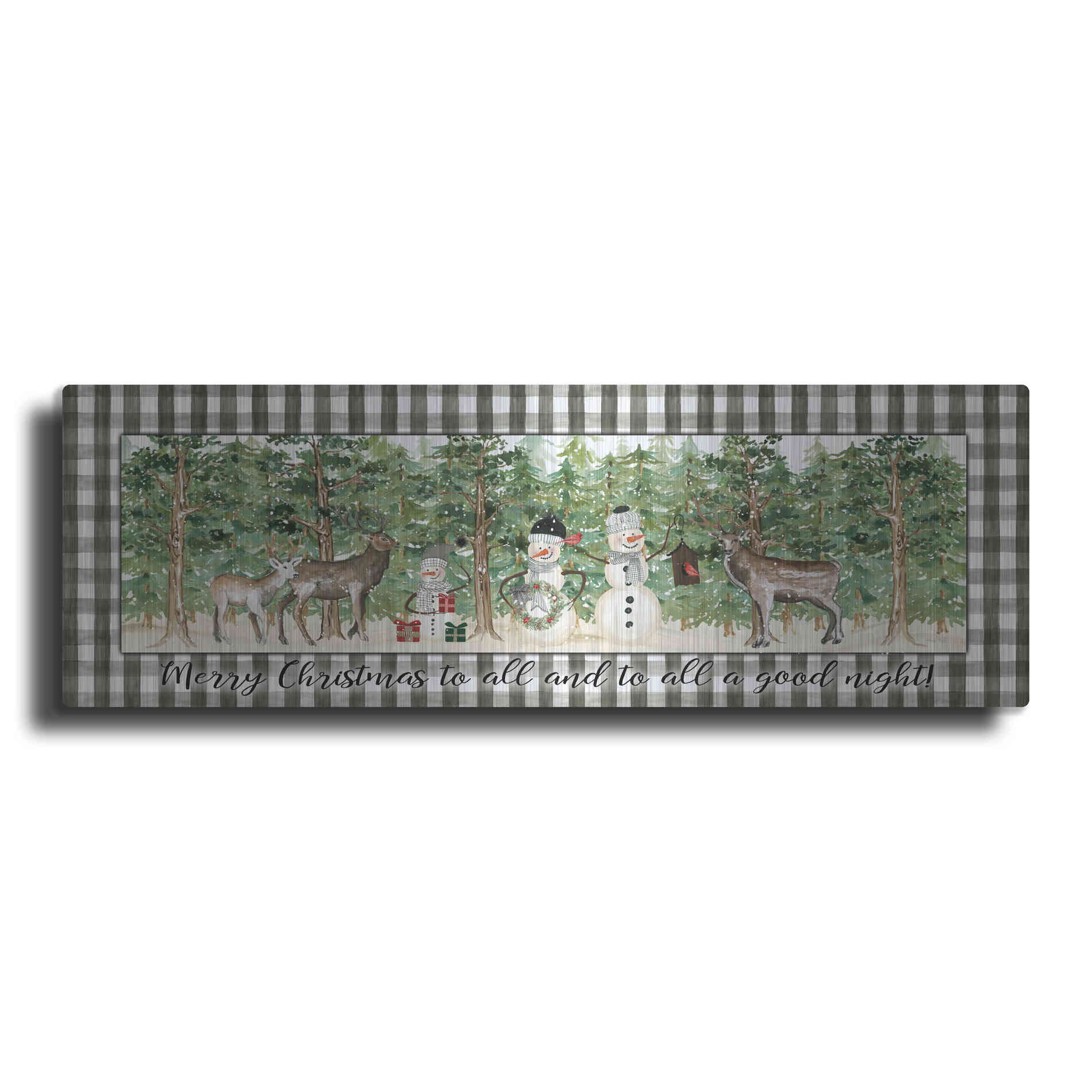 Luxe Metal Art 'Merry Christmas to All on Plaid' by Cindy Jacobs, Metal Wall Art