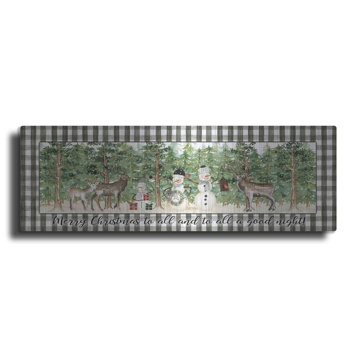 Luxe Metal Art 'Merry Christmas to All on Plaid' by Cindy Jacobs, Metal Wall Art