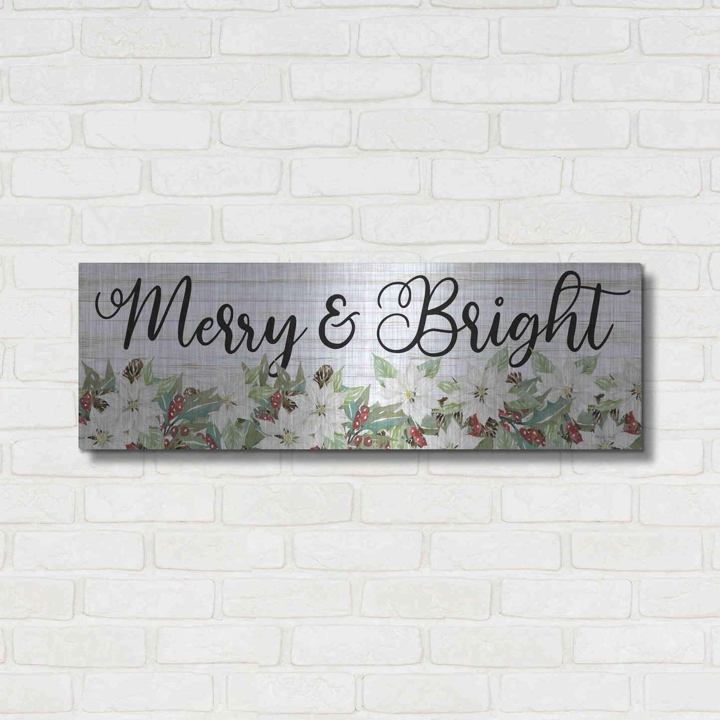 Luxe Metal Art 'Merry & Bright' by Cindy Jacobs, Metal Wall Art,36x12