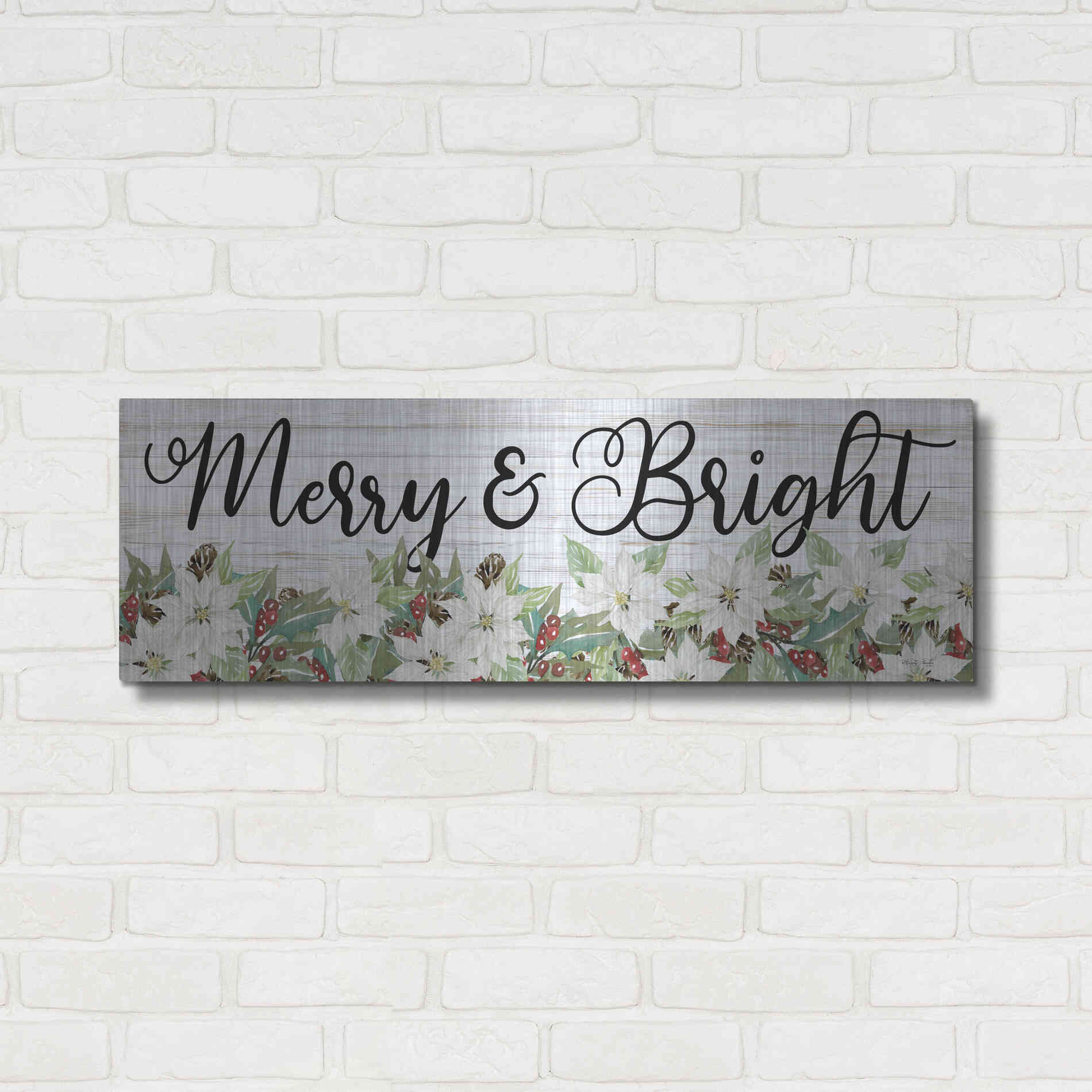 Luxe Metal Art 'Merry & Bright' by Cindy Jacobs, Metal Wall Art,36x12