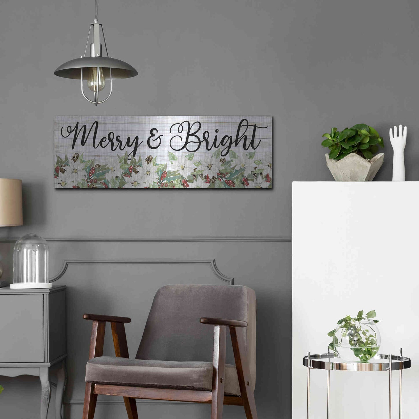 Luxe Metal Art 'Merry & Bright' by Cindy Jacobs, Metal Wall Art,36x12