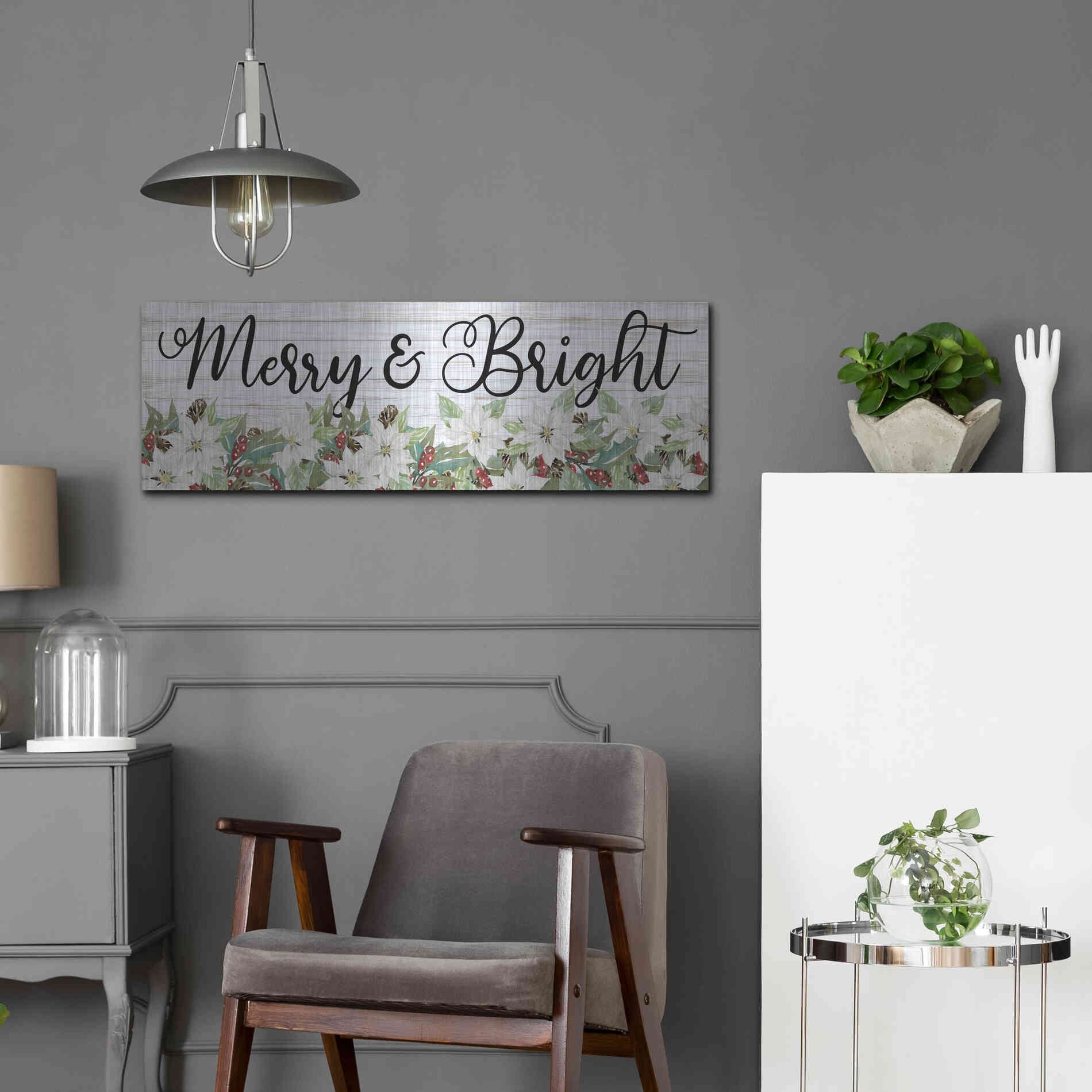 Luxe Metal Art 'Merry & Bright' by Cindy Jacobs, Metal Wall Art,36x12
