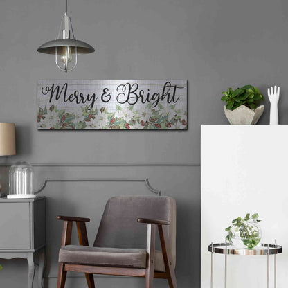 Luxe Metal Art 'Merry & Bright' by Cindy Jacobs, Metal Wall Art,36x12