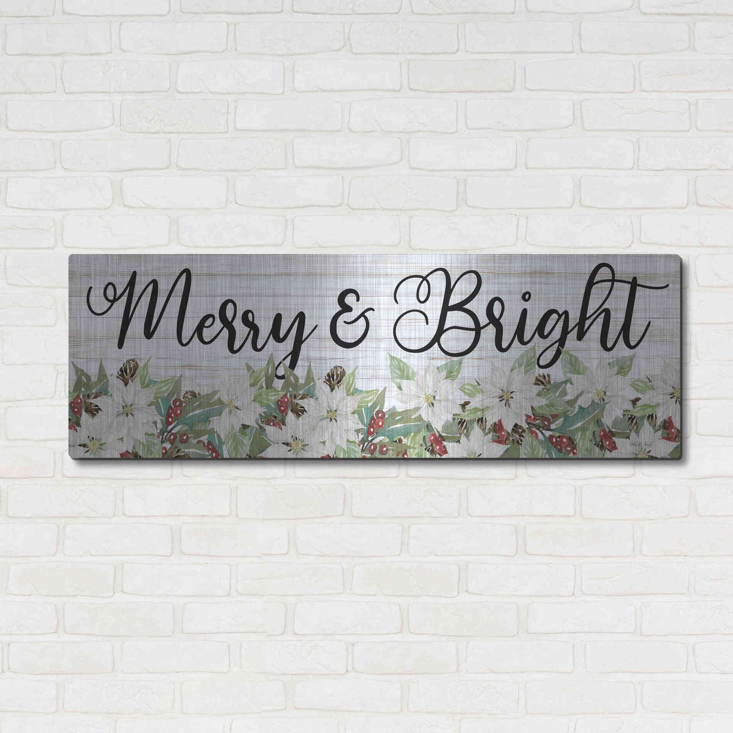 Luxe Metal Art 'Merry & Bright' by Cindy Jacobs, Metal Wall Art,48x16