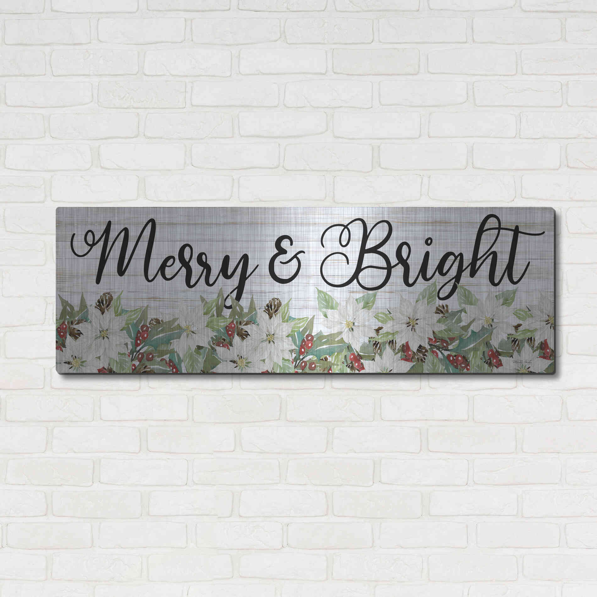 Luxe Metal Art 'Merry & Bright' by Cindy Jacobs, Metal Wall Art,48x16
