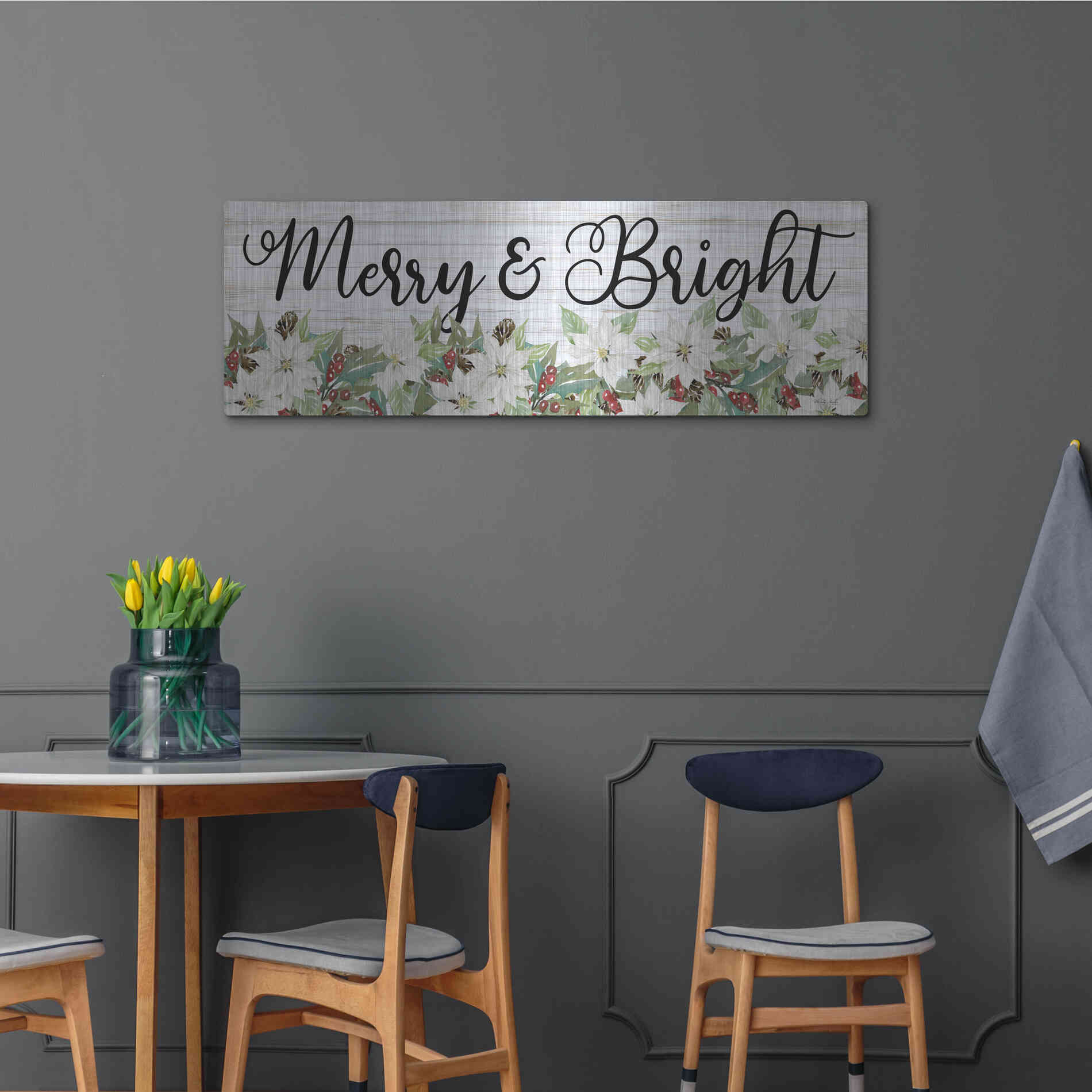 Luxe Metal Art 'Merry & Bright' by Cindy Jacobs, Metal Wall Art,48x16