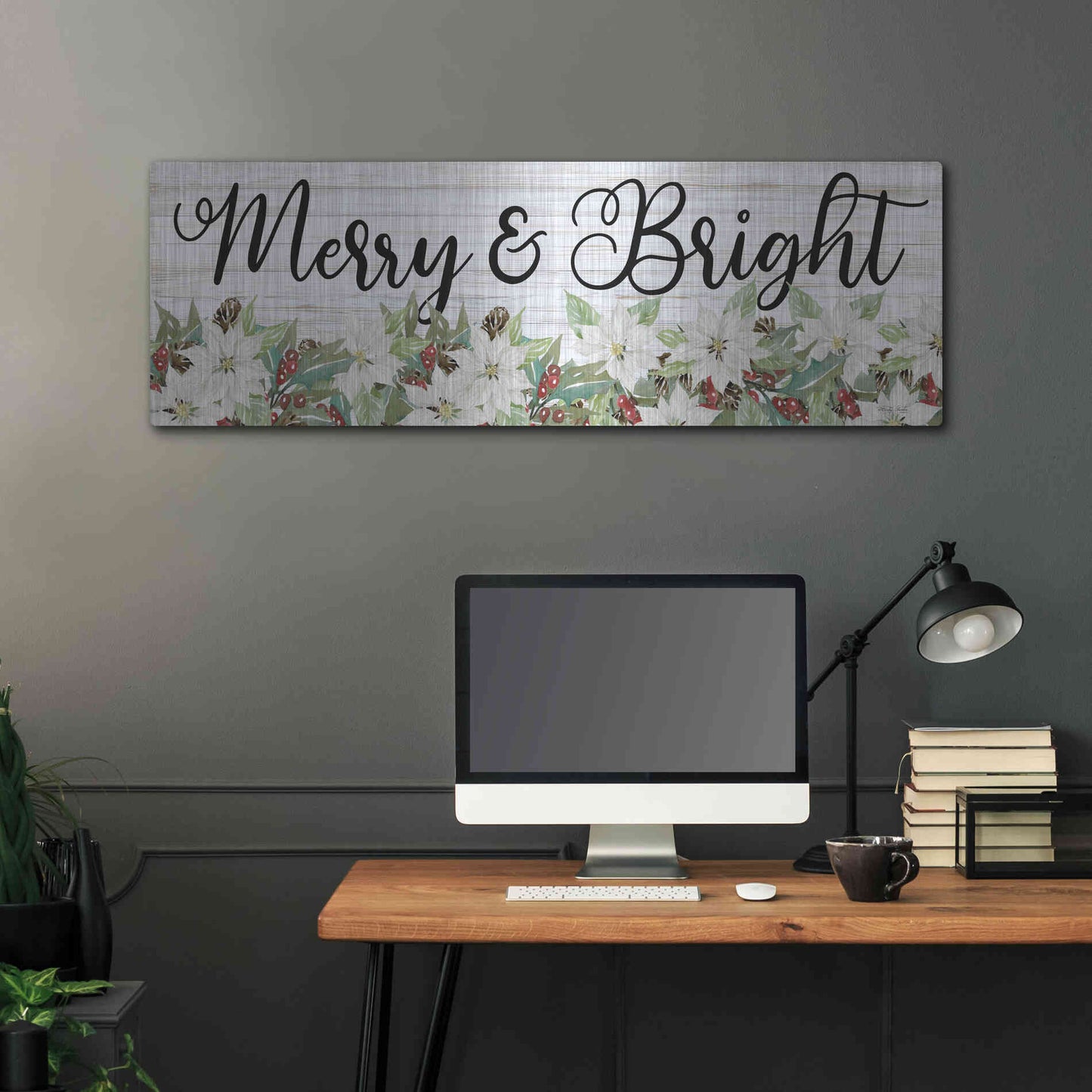 Luxe Metal Art 'Merry & Bright' by Cindy Jacobs, Metal Wall Art,48x16