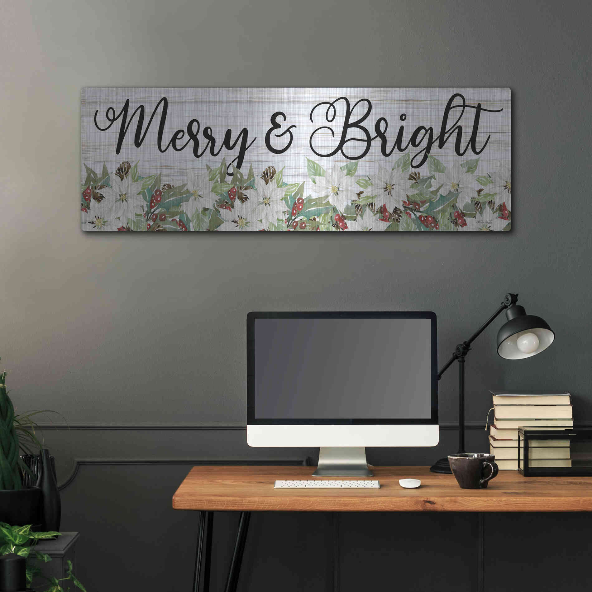 Luxe Metal Art 'Merry & Bright' by Cindy Jacobs, Metal Wall Art,48x16